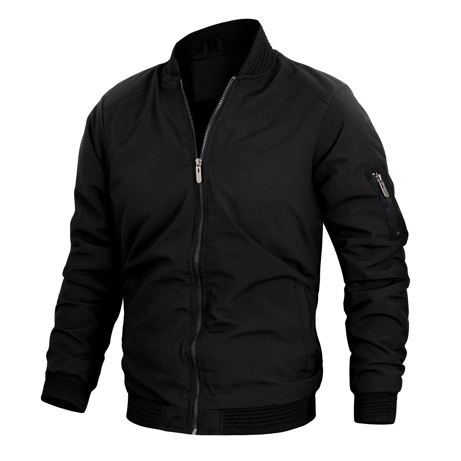 New Fashion 100% Polyester Spring Bomber Jacket Men's Casual Wear Men's Zipper Quick Dry Full Windproof Men's Jacket