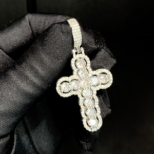 Nueva Cruz chapada en plata pavimentada Bling Big CZ Zircon Cruz colgante collar para hombres niño Hip Hop joyería de moda Cadena de cuerda de enlace - Product Image 4