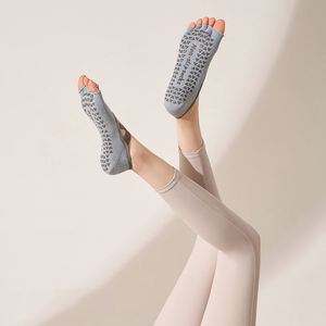 Custom Open-toe Yoga Socks with Cross-straps and Rubberized Points, Professional Anti-slip Five-finger Socks for Indoor Sports - Product Image 5