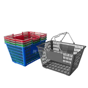 Cesta de compras de supermercado de plástico para compras, pequena e fofa, flexível, portátil, laranja e rosa, para lojas