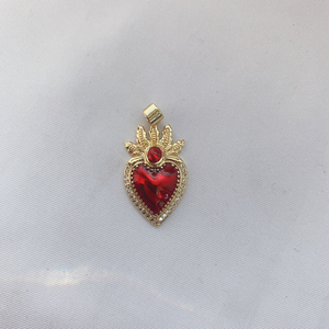 Pendentif coeur rouge en laiton plaqué or 18 carats de mode envoûtante pour cadeau de bijoux de la Saint-Valentin - Product Image 5