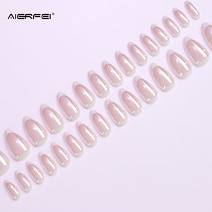 AIERFEI 30 pièces miroir <span class=keywords><strong>Chrome</strong></span> français Gel vernis à <span class=keywords><strong>ongles</strong></span> conseils court amande brillant presse sur les <span class=keywords><strong>ongles</strong></span> en gros nu <span class=keywords><strong>faux</strong></span> <span class=keywords><strong>ongles</strong></span> - Product Image 3