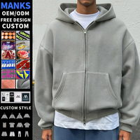 Sudadera con capucha de doble cremallera de alta calidad al por mayor para hombre, estilo urbano, diseño de logotipo personalizado, corte holgado y pesado, para hombre