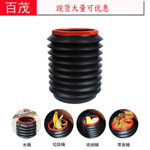 ถังขยะในรถยนต์ 4 ลิตร แบบพับได้ ยืดหดได้ สำหรับใช้ในรถยนต์ วัสดุ PVC สีดำ - Product Image 4