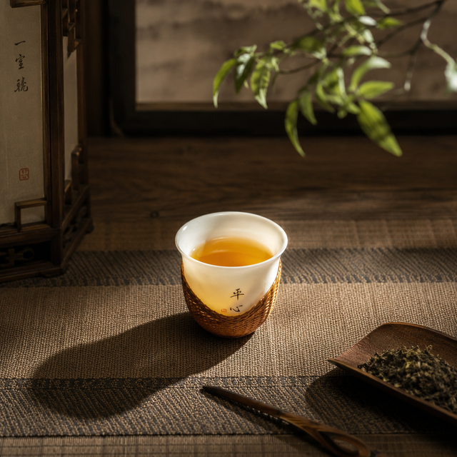 Premium Bamboo-wrapped Porcelain Tea Cup Reusable Eco-Friendly Calligraphy Zen Design Food-Safe Luxury Hotel Spa Gift Giveaways