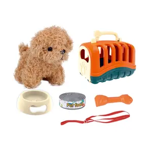 EPT批发可爱小狗假装宠物食品饲料游戏套装玩具可爱柔软宠物狗毛绒动物玩具