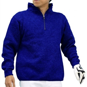 เสื้อสเวตเชิ้ตผู้ชายสีน้ำเงินล้วน คอตั้ง ซิป ¼  ทรงปกติ ระบายอากาศได้ดี สวมใส่สบาย ผลิตจากโพลีเอสเตอร์ 100% เหมาะสำหรับใส่ในฤดูใบไม้ร่วง - Product Image 1