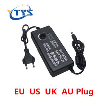 Adaptateur d'alimentation réglable AC-DC 3-12V 5A, régulateur de tension progressif, multi-prises pour ventilateur, moteur, bande lumineuse LED