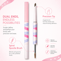 Crayon à sourcils 3D double embout avec pointe de précision angulaire et brosse spirale, longue tenue, waterproof, pour des sourcils naturels et effet poil à poil