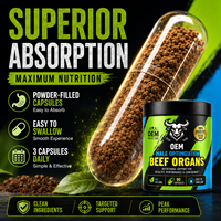 Capsules d'organes de bœuf nourri à l'herbe OEM – Complément alimentaire quotidien pour hommes, vitalité et santé de la prostate