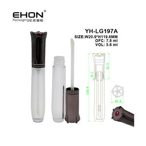 Tubo de brillo de labios PETG negro de 12ml, botella de lápiz labial redonda vacía aerodinámica única, contenedor de embalaje de maquillaje corto para cosméticos - Product Image 4