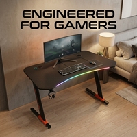 Bureau de jeu AOR pour la maison, bureau d'ordinateur, bureau moderne au design ergonomique, effets RGB multiples, surface en fibre de carbone, acier inoxydable