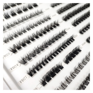 Extensions de cils individuels naturels longs en grappes, marque privée, DIY, cils pré-coupés en segments, volume en grappes, faux cils - Product Image 4