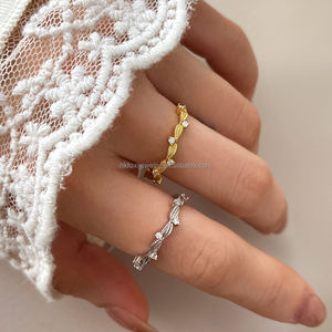 Anillos Clásicos de Piedras Preciosas al por Mayor con Ágata Musgosa, Rodio y Chapado en Oro de 18K, Anillos Gruesos de Estilo Simple para Mujer - Product Image 3