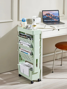 Étagères scolaires amovibles avec roulettes Étagère de rangement multicouche pour livres pour étudiants Présentoir de livres debout au sol - Product Image 6