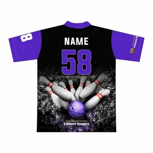 High Quality Fashion Sublimated Cool Bowling Shirts With Free Designs