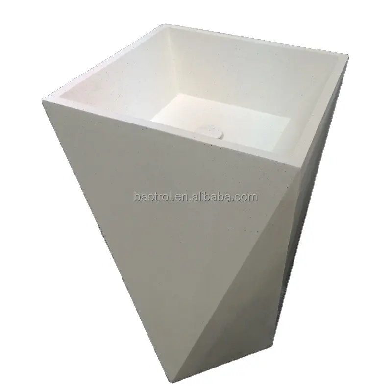 Alta qualidade interior do banheiro pedestal lavatório 100% bacia pias de mármore artificial de acrílico