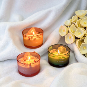 Factory Direct Custom Multicolored Clear Glass Jar 5oz Eco Friendly Aroma Wax Fragrant Stone Decor Scented <b>Candle</b> for Gift - Product Image 5