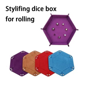 Colorido 17,5*17,5 cm PU cuero terciopelo Material DND bandeja de dados 6 caras bandeja Hexagonal tamaños más pequeños para impresión de embalaje - Product Image 3
