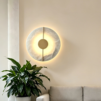 Applique Murale LED Moderne de Luxe en Marbre Doré pour Chambre, Salon, Salle à Manger, Décoration Intérieure, en Laiton Rond ou Rectangulaire