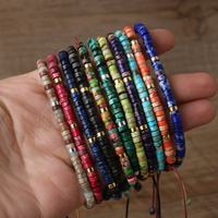 Bracelet délicat en pierre naturelle pour femme, perles plates semi-précieuses, tissé à la main, réglable, en jaspe impérial, cadeau