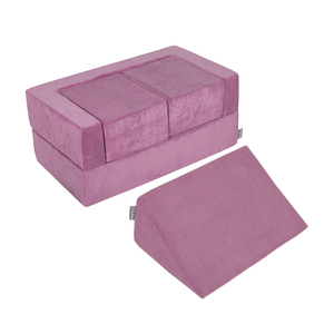 Set da gioco modulare 5 pezzi in morbido peluche di velluto a coste, a forma cilindrica, per piscina di palline interna per bambini, colore azzurro - Product Image 2