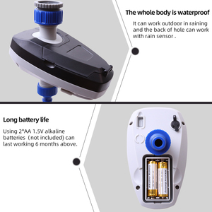 Programador de Riego con Temporizador de Agua de Doble Válvula, a Pilas, Resistente a las Heladas, con Retraso por Lluvia para Jardín y Riego por Goteo en Vacaciones - Product Image 4