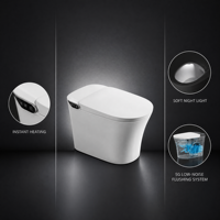 WC intelligent avec fonction bidet, lavage intime, chauffage instantané, veilleuse douce, cuvette allongée, drainage S-Trap/P-Trap
