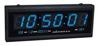 Jam Dinding Digital LED Besar, Kalender, Layar Persegi Panjang, Tanpa Suara, Daya USB, Plastik, Gantung untuk Ruang Tamu