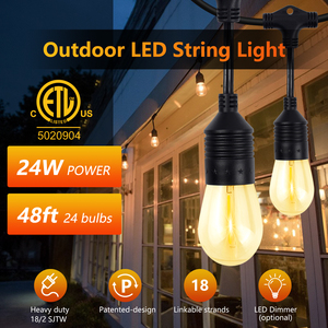 ETL 상장 상업용 등급 <span class=keywords><strong>48ft</strong></span> 실외 조명 스트링 헤비 듀티 24 개 S14 에디슨 전구 IP65 등급 - Product Image 3