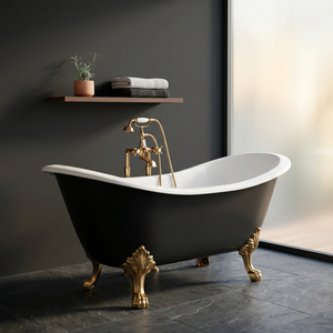 Baignoire ovale autoportante en métal noir avec pieds à griffes, baignoire de luxe pour adultes, utilisation en salle de bain, portable - Product Image 3