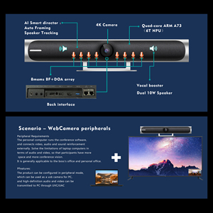 Siêu HD <span class=keywords><strong>Live</strong></span> Streaming Video Thanh USB 4K Máy Ảnh Tự Động Theo Dõi 323 Sip 3x Zoom Tất Cả Trong Một Video Hội Nghị Máy Ảnh - Product Image 5
