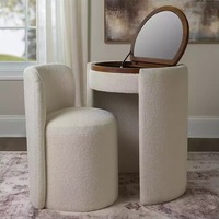 Coiffeuse moderne multifonctionnelle compacte avec chaise, miroir et tabouret, mobilier de chambre à coucher, colorée, en promotion