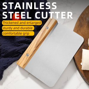 Thép không gỉ <span class=keywords><strong>scraper</strong></span> đa năng thực phẩm <span class=keywords><strong>scraper</strong></span> với gỗ ô liu xử lý cho nhà bếp, Pastry & bột cắt Board <span class=keywords><strong>scraper</strong></span> công cụ - Product Image 5
