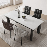 Chaise de salle à manger moderne en acier avec revêtement en cuir, sensation premium, pour usage domestique, avec dossier