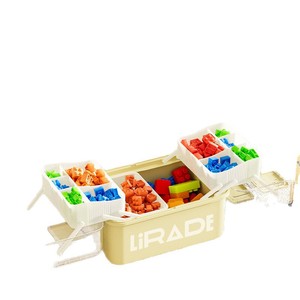 Boîte de rangement en plastique Lirade grande capacité, multi-niveaux, avec couvercle, pour le salon, les jouets et les blocs de construction pour enfants - Product Image 2