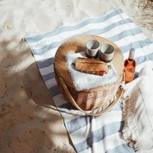 Giỏ Liễu Gai Dã Ngoại Cách Nhiệt Có Tay Cầm Giỏ Dã Ngoại Giỏ Dã Ngoại Tròn Làm Mát Nắp Gỗ - Product Image 3