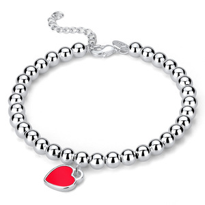 Heart Beaded Bracelet for Women, Minimalist Fresh Round Chain, Trendy Y2K Everyday Jewelry - Product Image 3
