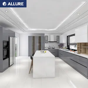 Allure Set Kabinet Dapur Desain Standar Baja Kelas Atas Gantung Sepenuhnya dengan Peralatan Di Guangzhou