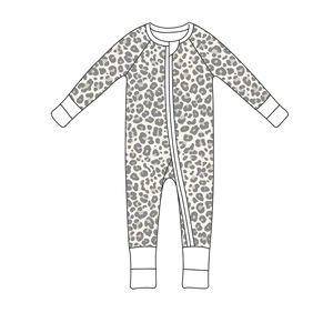 伊辉 OEM 定制长袖连体衣婴儿衣服豹纹印花男女宝宝休闲睡衣 - Product Image 1