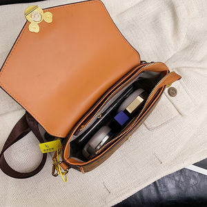 Sac à bandoulière rétro pour femme, sac messager en PU de haute qualité, petit format carré, avec large bandoulière, motif géométrique 1982-1 - Product Image 3