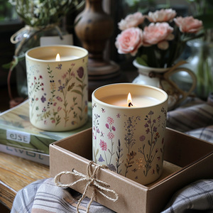 Britischer Stil Blumenmuster Keramikgefäß Natürliches Sojawachs Wohnungsdekoration Romantische Duftkerze für Valentinstag-Geschenk - Product Image 3