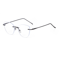 Lunettes de vue anti-lumière bleue sans monture PSTY8163A pour femmes et hommes, monture en métal ultra-fine, bord coupé, lunettes optiques personnalisées avec logo