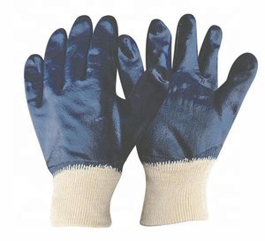 Gants de travail en nitrile imperméables anti-huile entièrement enduits robustes avec manchette de sécurité en jersey de coton - Product Image 6