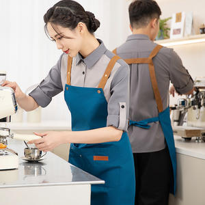 Tablier en toile imperméable à la mode coréenne pour femmes Logo personnalisé pour supermarché <span class=keywords><strong>restauration</strong></span> café boulangerie vêtements de travail lait thé boutiques cafés - Product Image 1