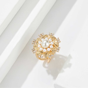 Broche de Flor con Perlas de Cristal y Diamantes de Imitación para Mujer, Joyería de Fiesta, Engaste de Garra de Aleación de Zinc SK0014 - Product Image 2