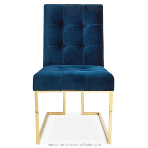 Modern Gold Metal <strong>Dining</strong> <strong>Chair</strong> Luxury <strong>Navy</strong> Blue <strong>Velvet</strong> Tufted <strong>Dining</strong> <strong>Chair</strong> Wholesale - Product Image 3