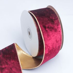 Ruban en velours, <span class=keywords><strong>fil</strong></span> <span class=keywords><strong>de</strong></span> <span class=keywords><strong>fer</strong></span>, garniture dorée, guirlande <span class=keywords><strong>de</strong></span> Noël, nœud décoratif, base dorée, ruban double face pour cadeaux <span class=keywords><strong>de</strong></span> fête, moderne - Product Image 6