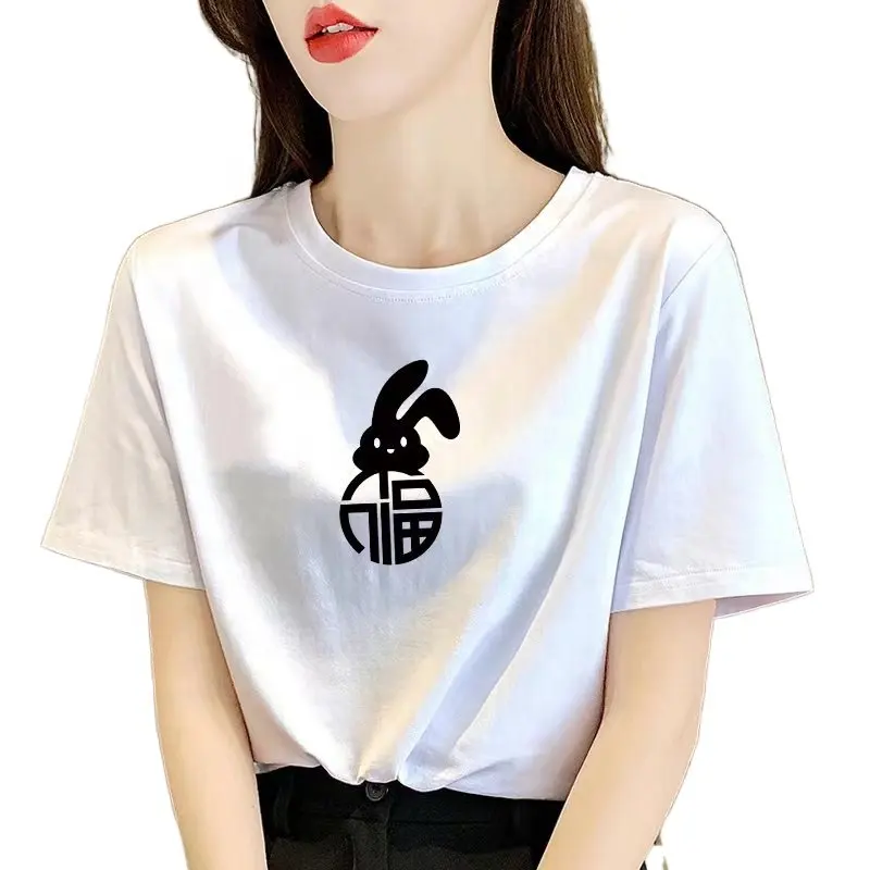 Spot Wholesale Custom Printed Cotton Crew collar Drop Graphic Shoulder Women's oversized T-shirt
