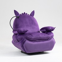 Canapé de jeu griffes usine originale violet velours tissu diable bouton électrique canapé de jeu inclinable avec repose-pieds rétractable